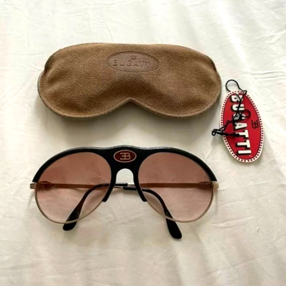 Vintage Extremely Rare Bugatti Black Lizard Sunglasses